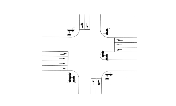 Рисунок 3 – Пример расположения в плане транспортных светофоров