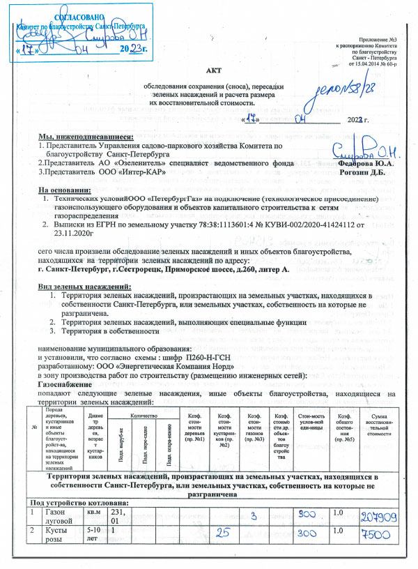 Акт обследования зеленых насаждений